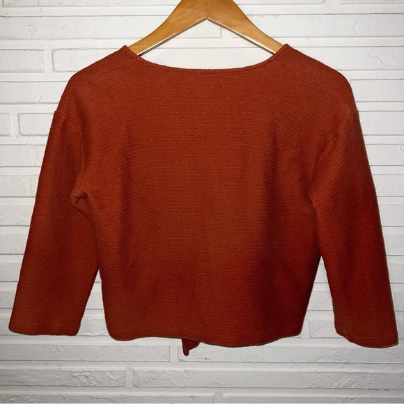 Madewell Texture & Thread Orange Cotton Tie-Front Top, Women’s Size Small - Picture 5 of 8